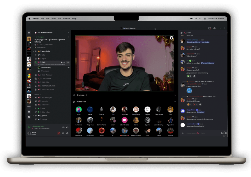 Interface da comunidade Blueprint Academy num portátil